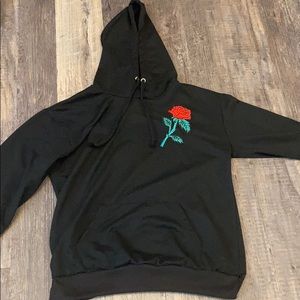 Black hoodie with embroider rose